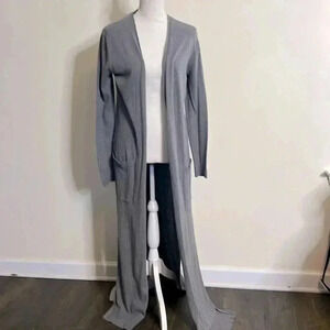 Express Long Gray Duster w/ Pockets and Split Sides